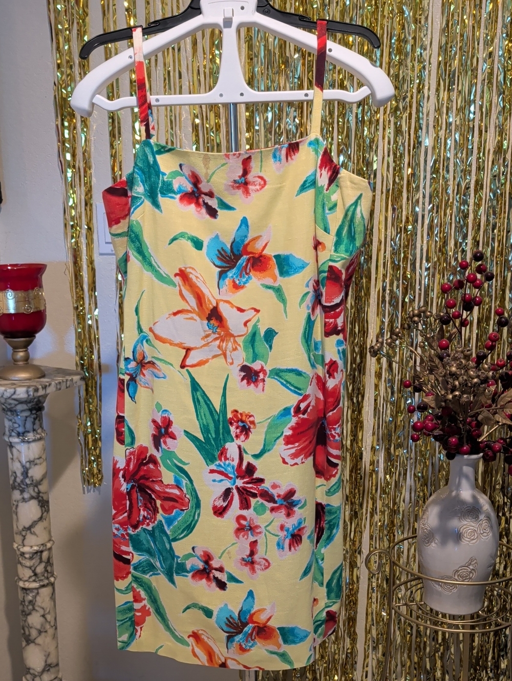 🔥Ralph Lauren Yellow Floral Linen Sundress, Size 12